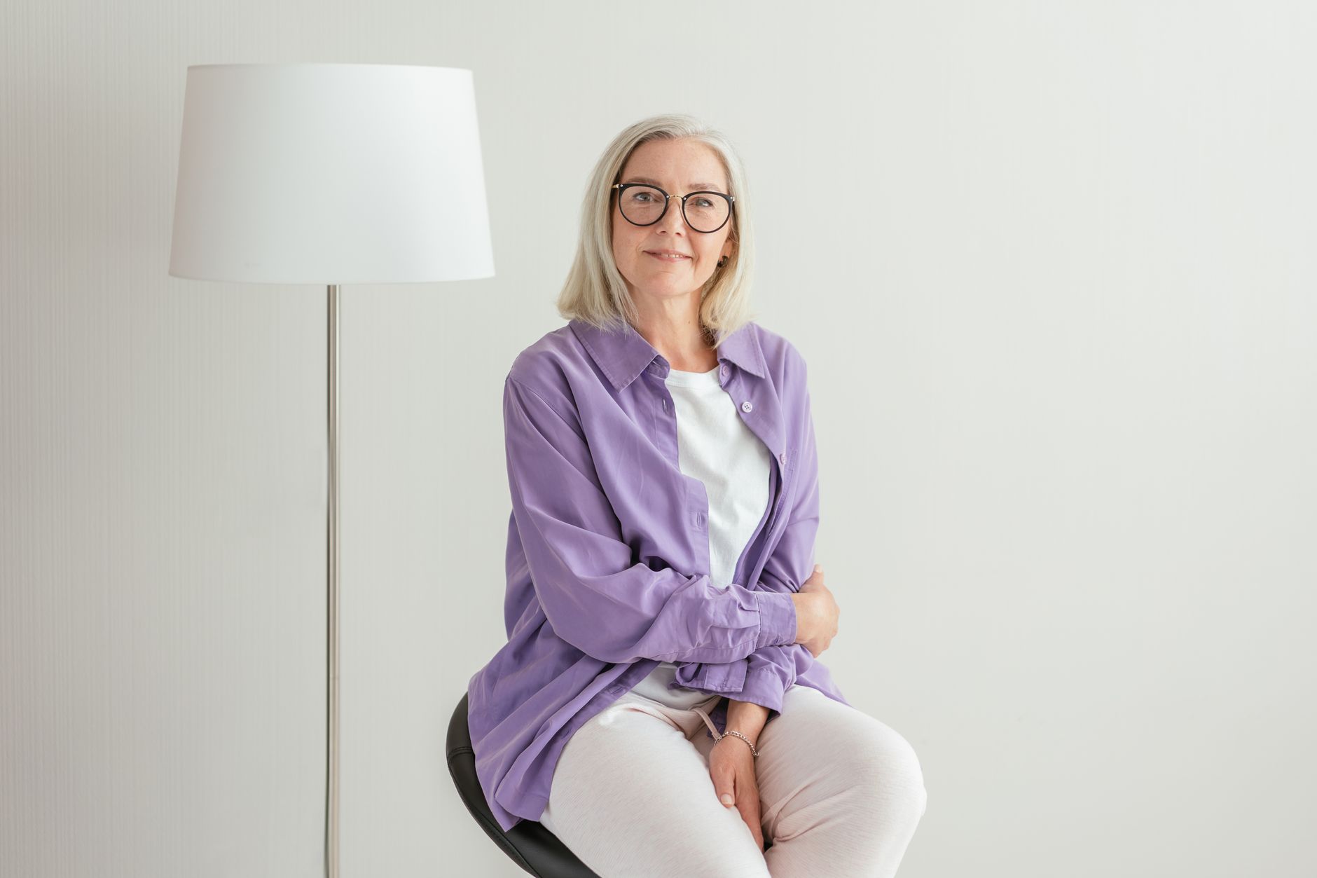 A happy, active older adult at home, staying strong with age