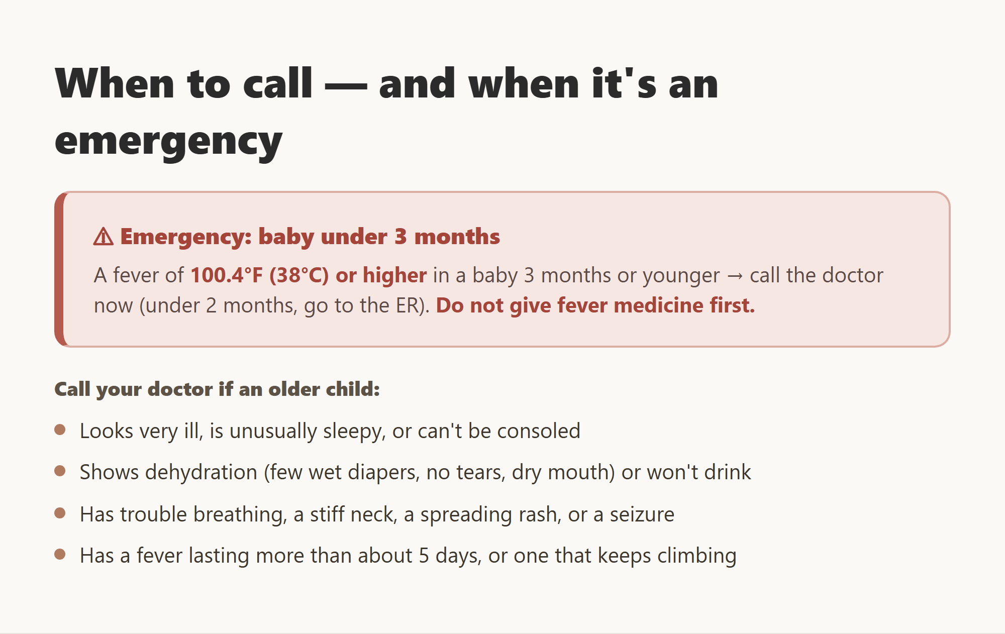 When to call the doctor and when a child's fever is an emergency
